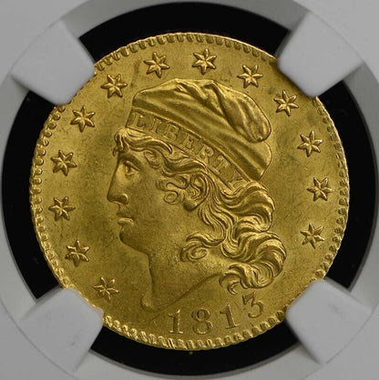 1813 Capped Head Lg Size $5 NGC MS64