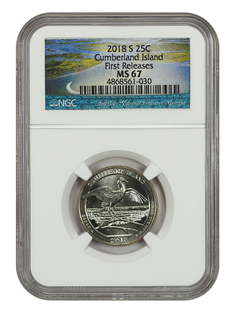 2018-S 25C Cumberland Island NP NGC MS67 - Type 1 - Clad