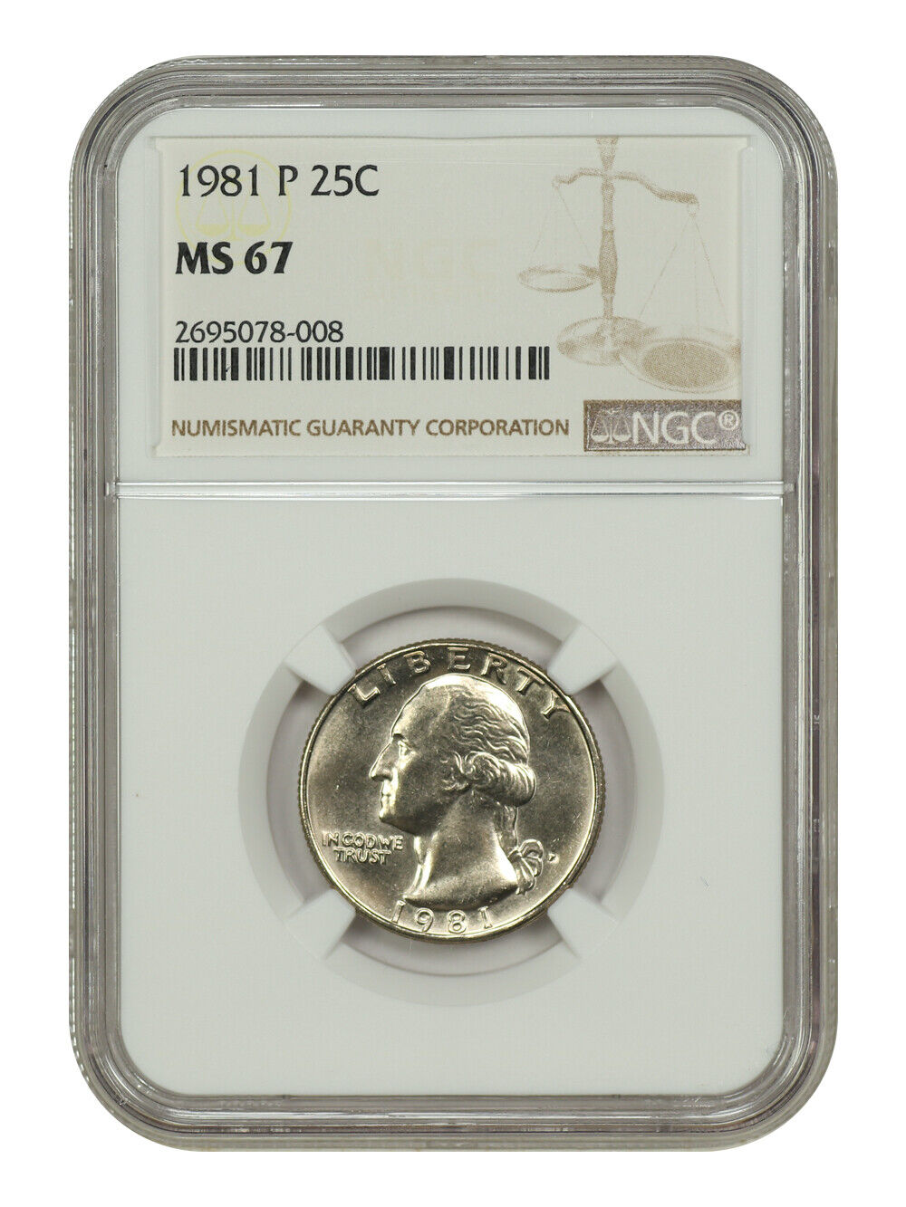 1981-P 25C NGC MS67 - Washington Quarter