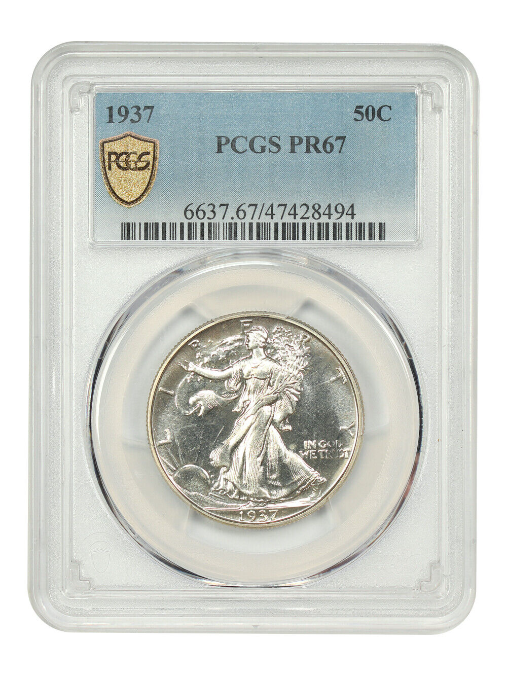 1937 50C PCGS PR67 - Walking Liberty Half Dollar