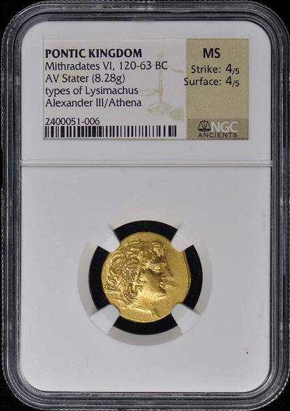 Mithradates VI, 120-63 BC PONTIC KINGDOM AV Stater NGC MS60