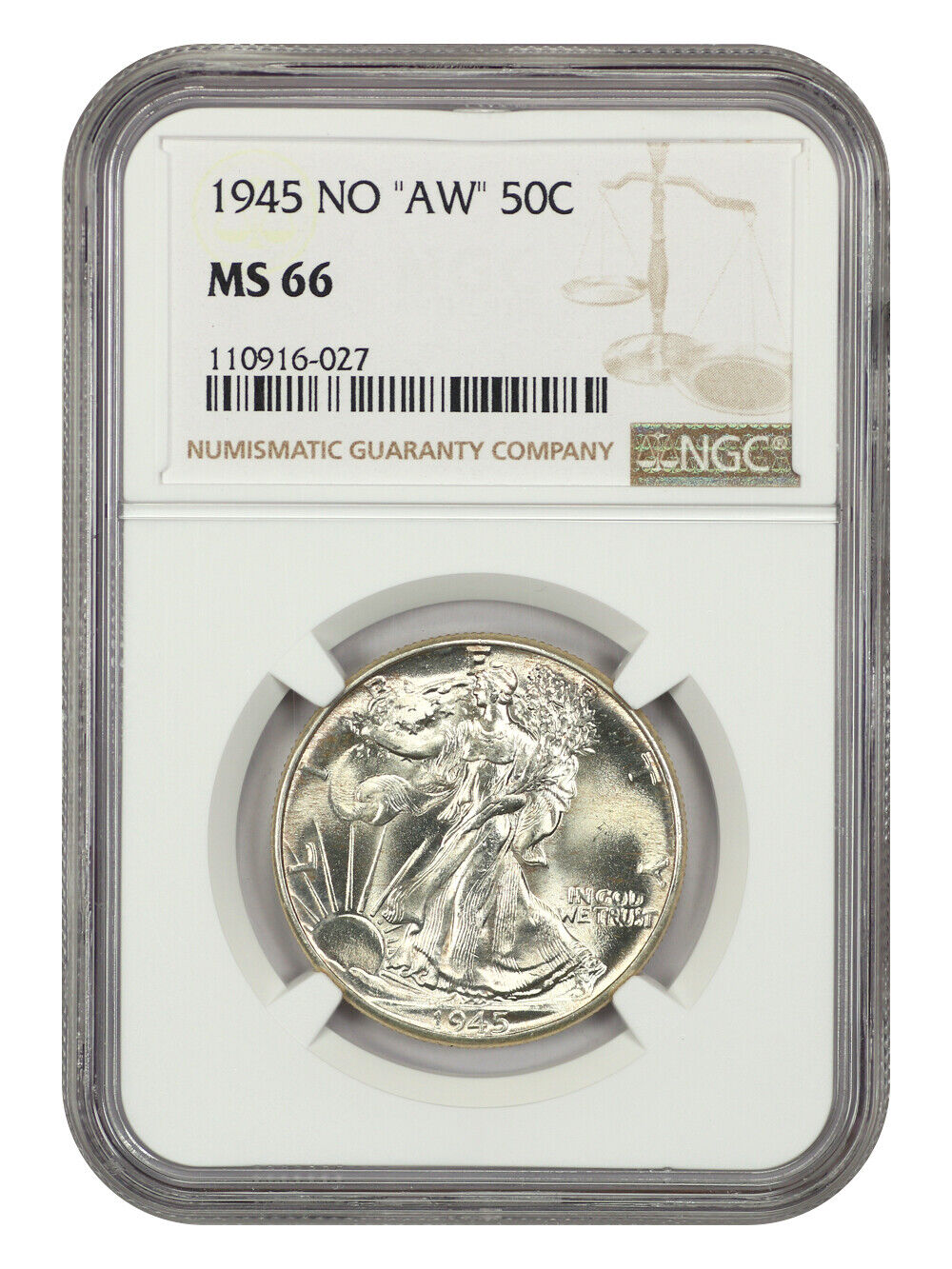 1945 50C NGC MS66 (No "AW")