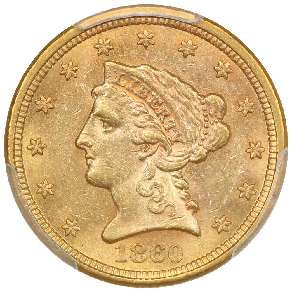 1860 $2.50 PCGS MS61 (Old Reverse) ex: D.L. Hansen - Liberty Head $2.5