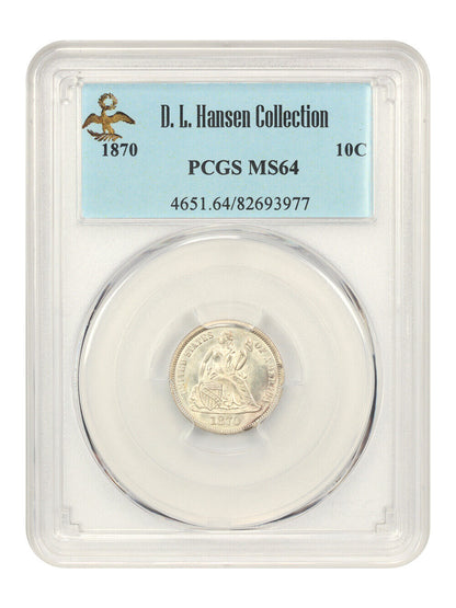 1870 10C PCGS MS64 ex: D.L. Hansen