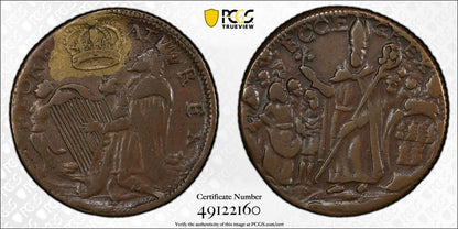 1670's St Patrick 1/2 P New Jersey Colonial Coin PCGS XF45BN