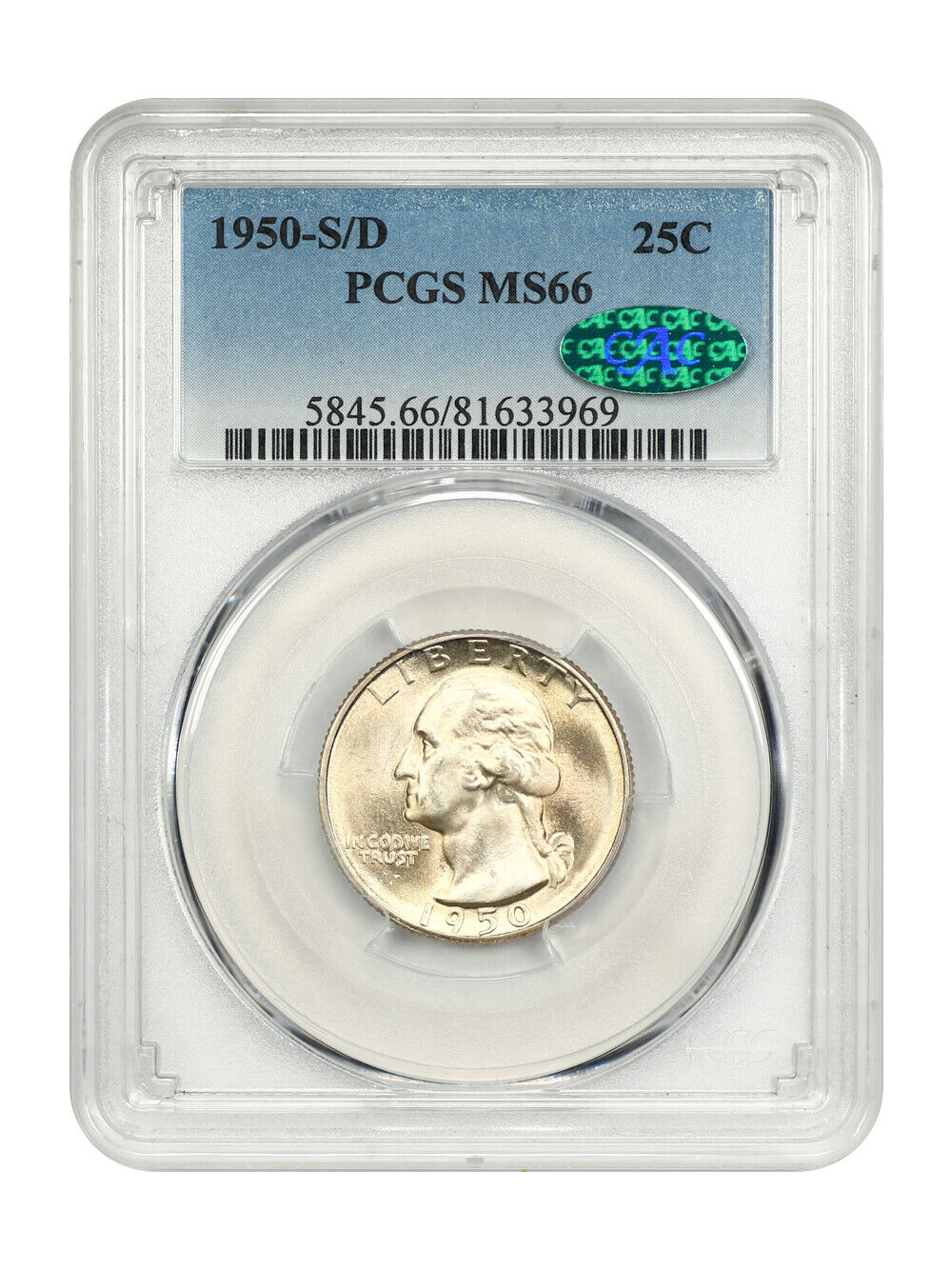 1950-S/D 25C PCGS/CAC MS66