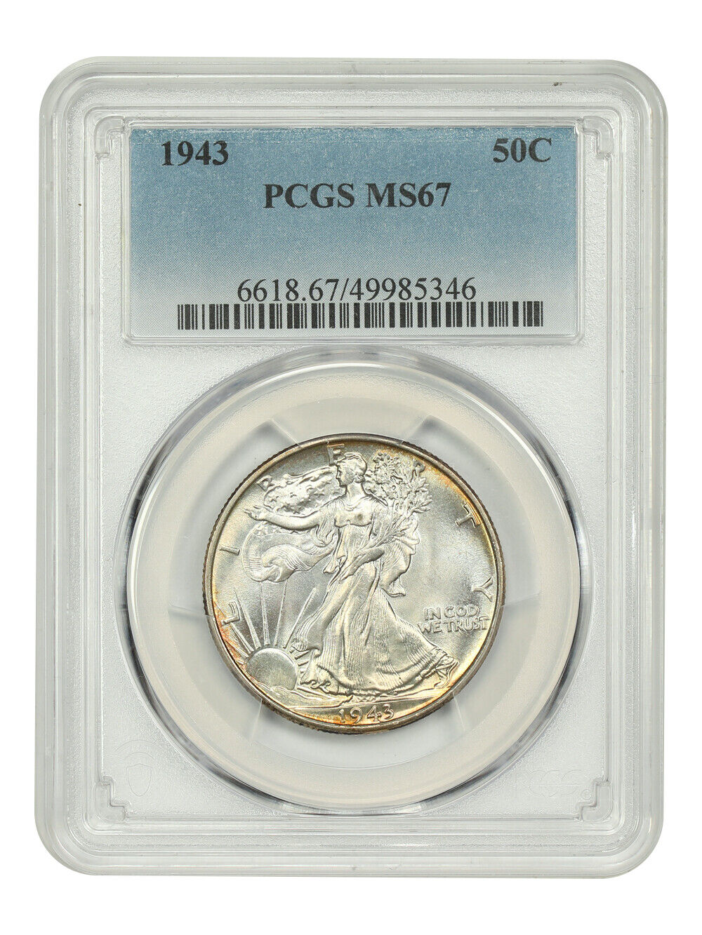 1943 50C PCGS MS67 - Walking Liberty Half Dollar