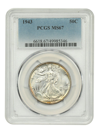 1943 50C PCGS MS67 - Walking Liberty Half Dollar