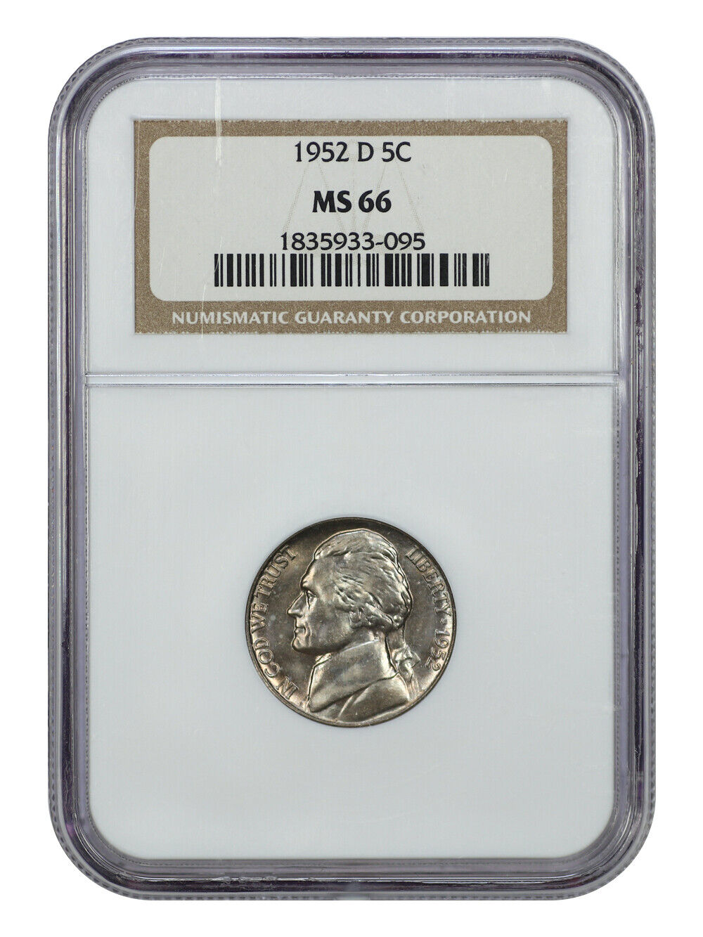 1952-D 5C NGC MS66 - Jefferson Nickel