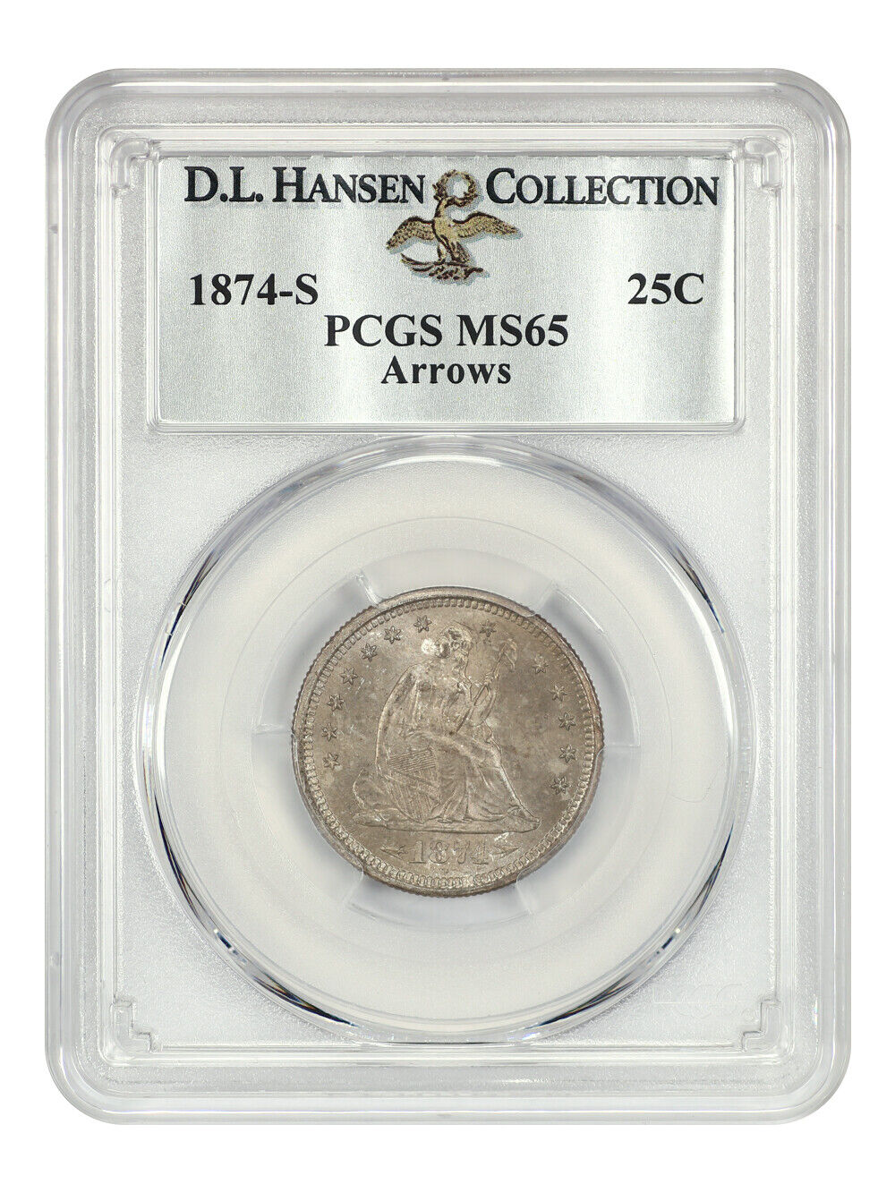 1874-S 25C PCGS MS65 (Arrows) ex: D.L. Hansen