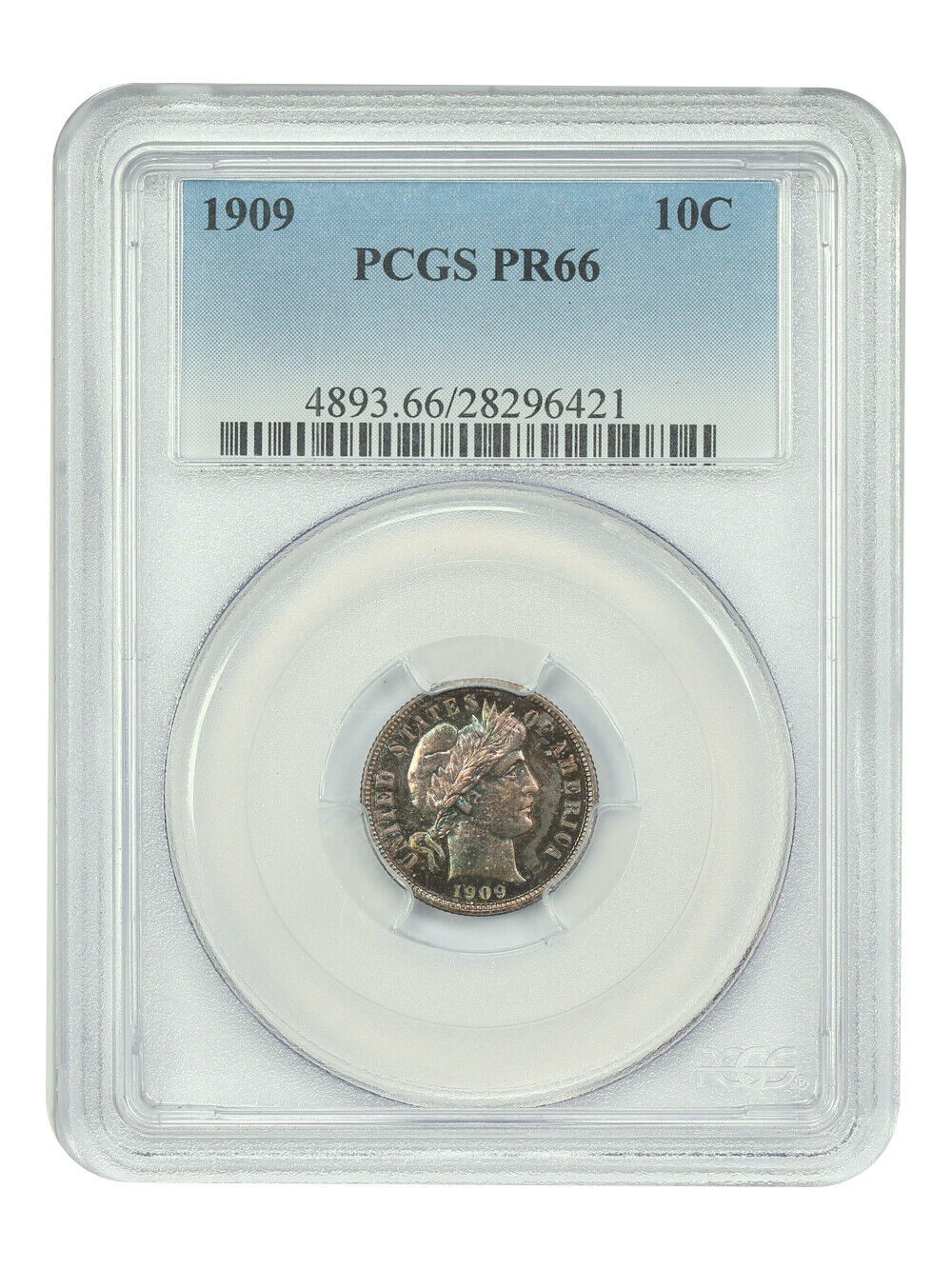 1909 10C PCGS PR66 - Barber Dime