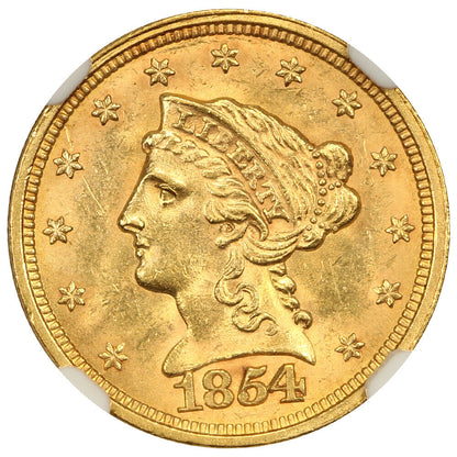 1854 $2.50 NGC MS64