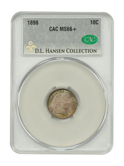 1898 10C CACG MS66+ ex: D.L. Hansen - Barber Dime