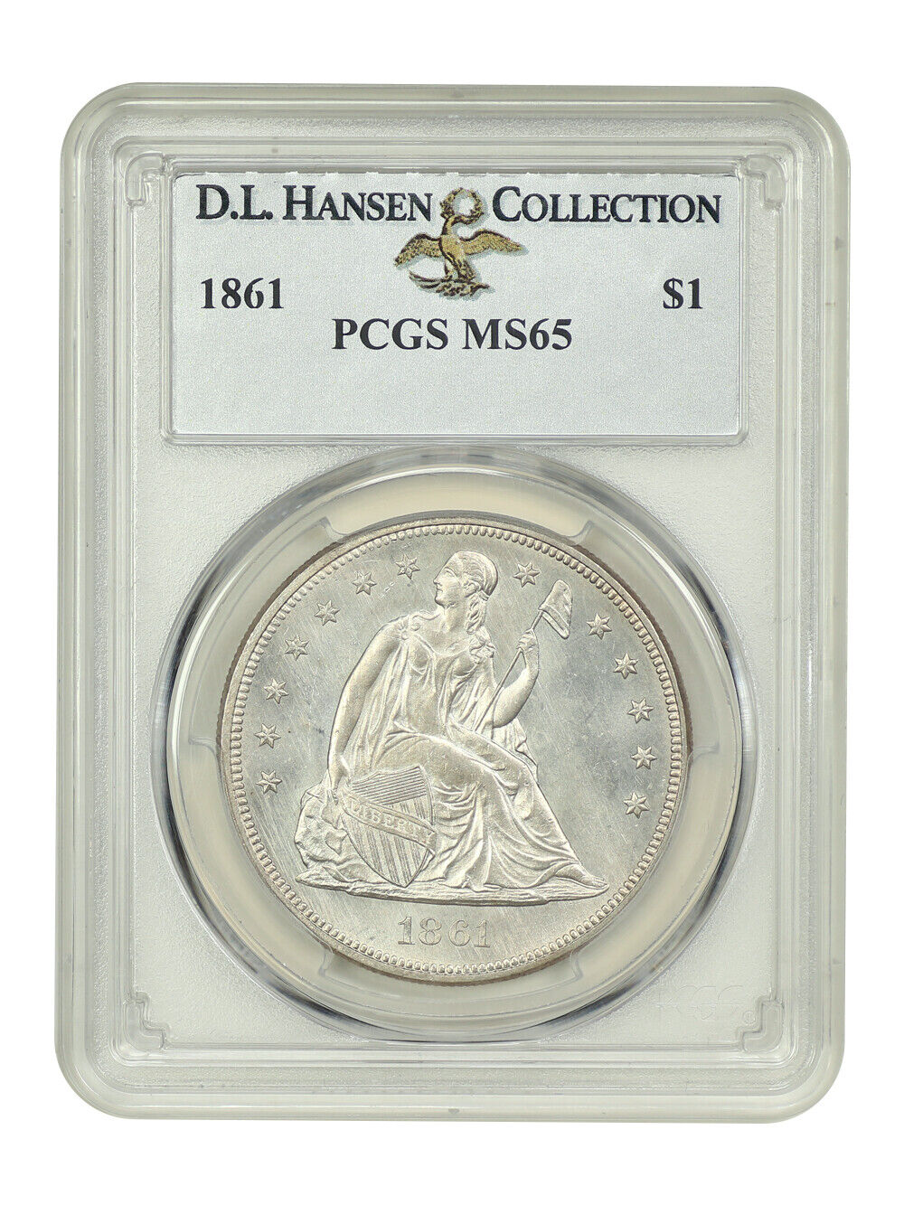 1861 $1 PCGS MS65 ex: D.L. Hansen - Civil War Issue