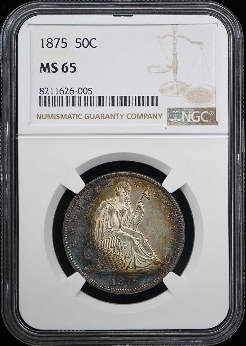 1875 Seated Liberty Half Dollar - Motto 50C NGC MS65