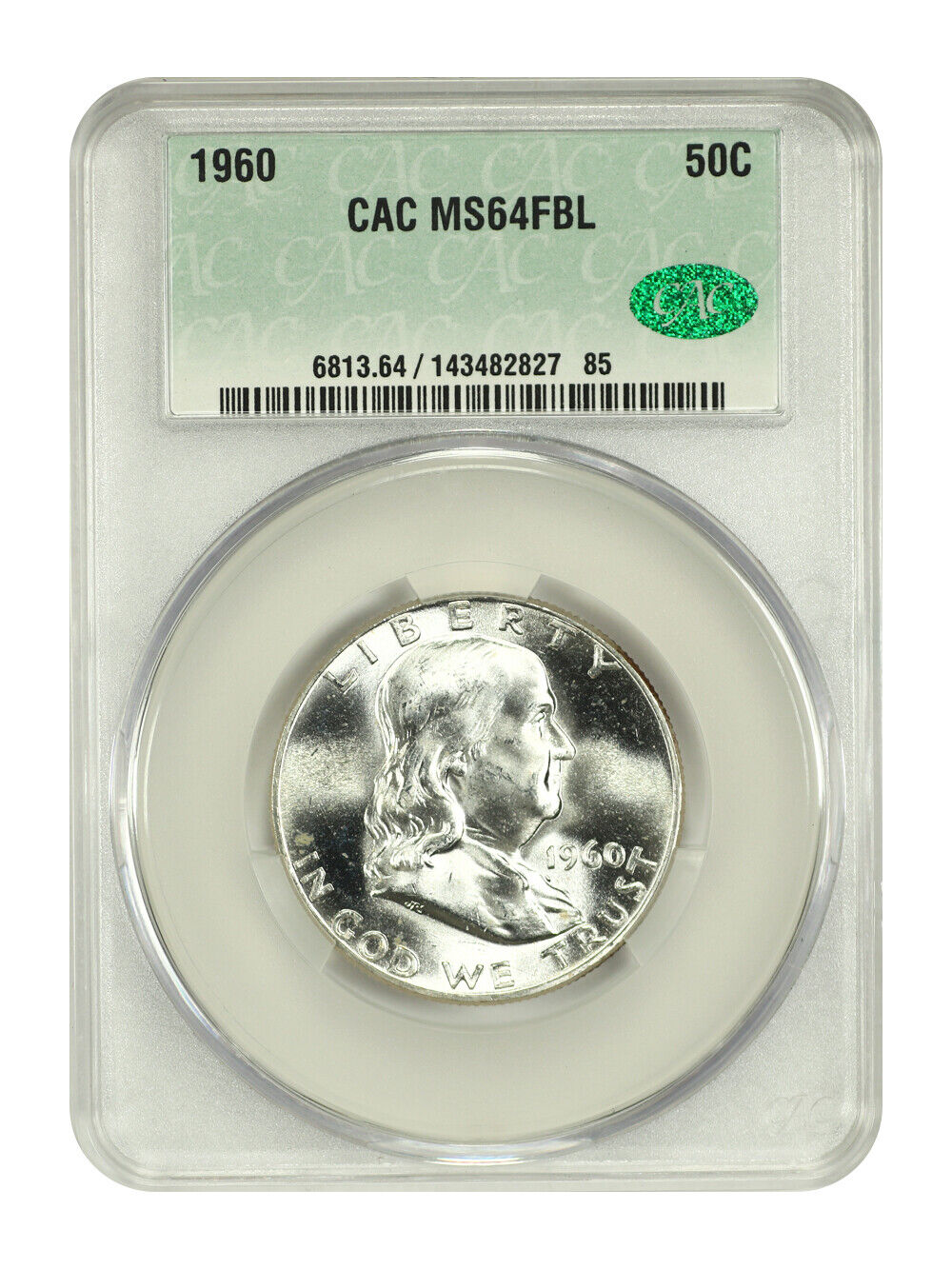 1960 50C CACG MS64FBL - Franklin Half Dollar