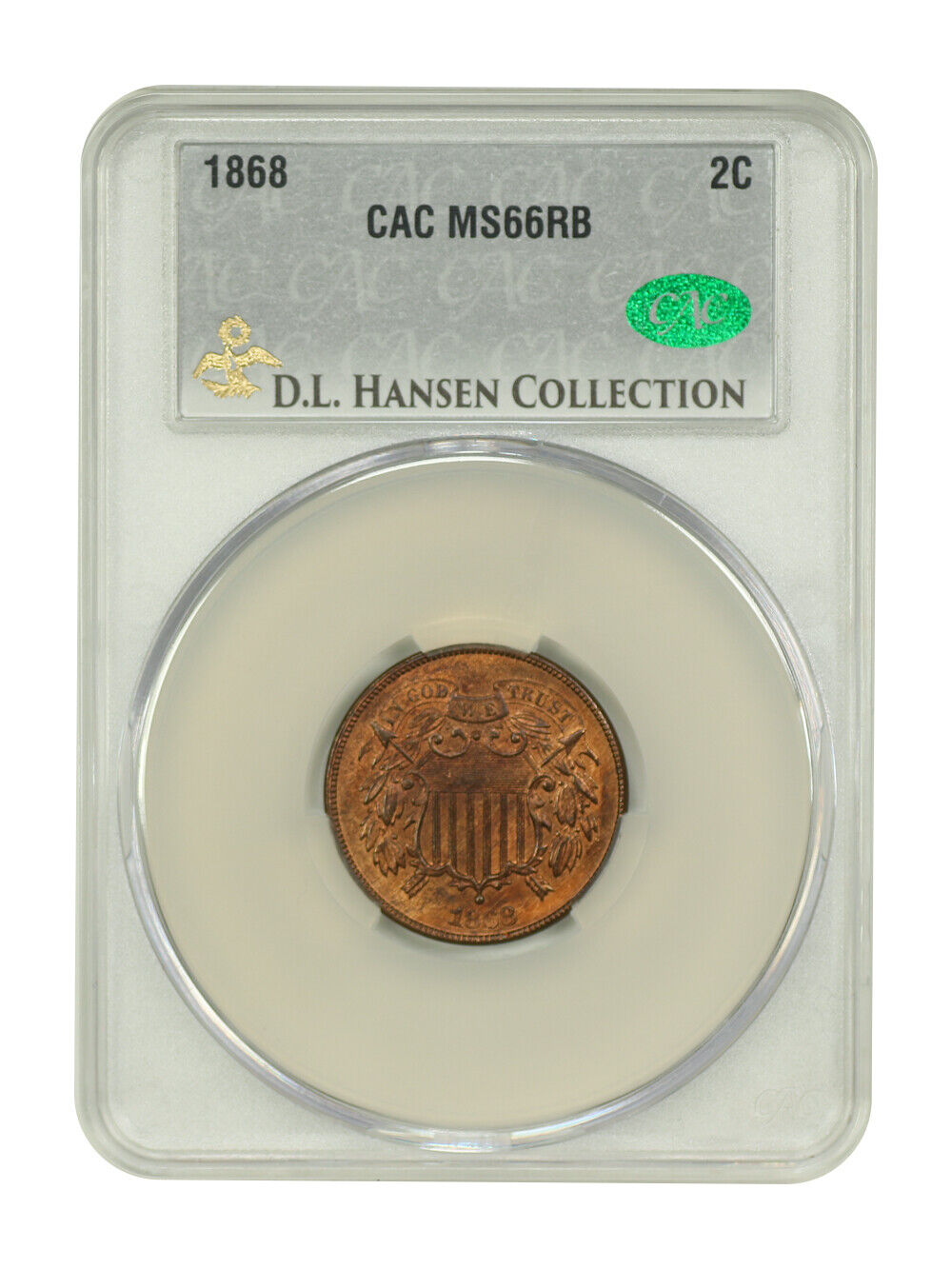 1868 2C CACG MS66RB ex: D.L. Hansen - Two Cent