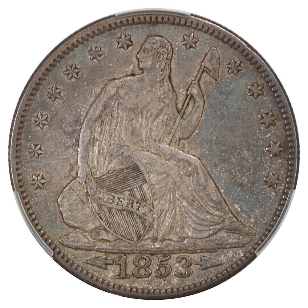 1853 50C CACG XF45 (Arrows and Rays) - Liberty Seated Half Dollar