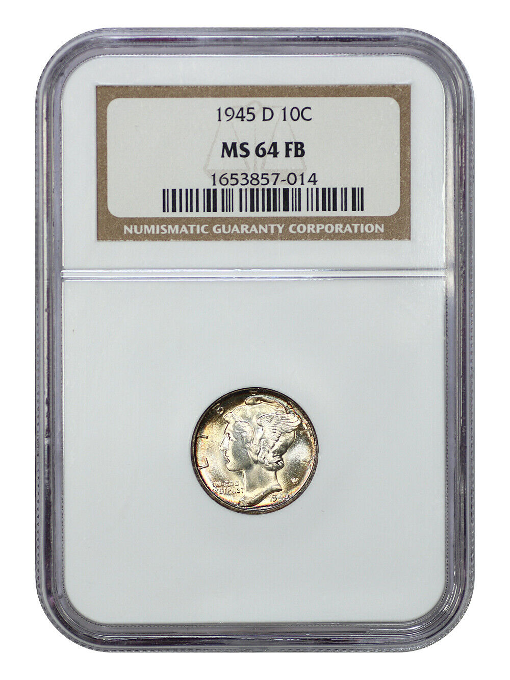 1945-D 10C NGC MS64FB - Mercury Dime