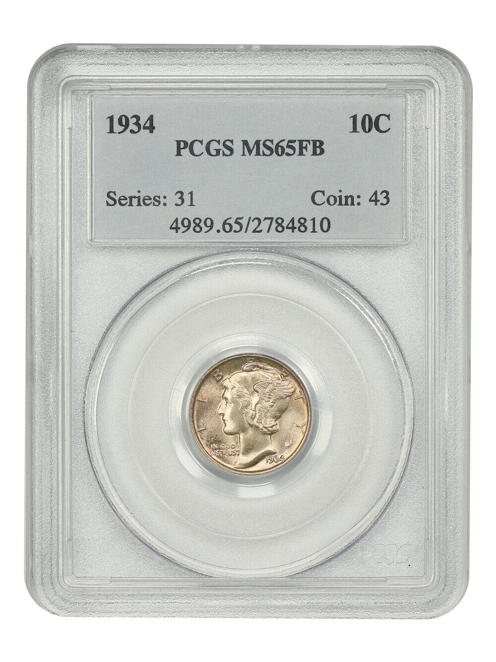 1934 10C PCGS MS65FB - Mercury Dime