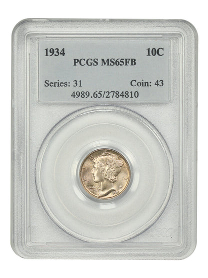 1934 10C PCGS MS65FB - Mercury Dime