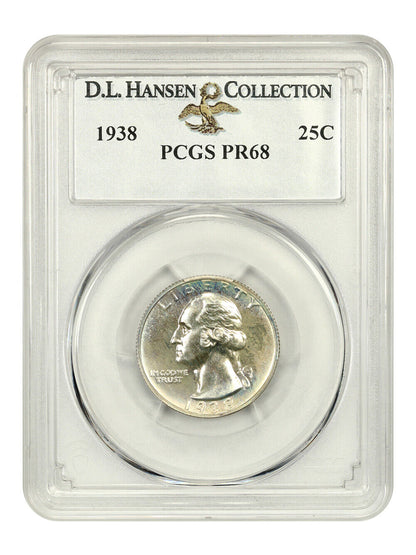 1938 25c PCGS Proof 68 ex: D.L. Hansen