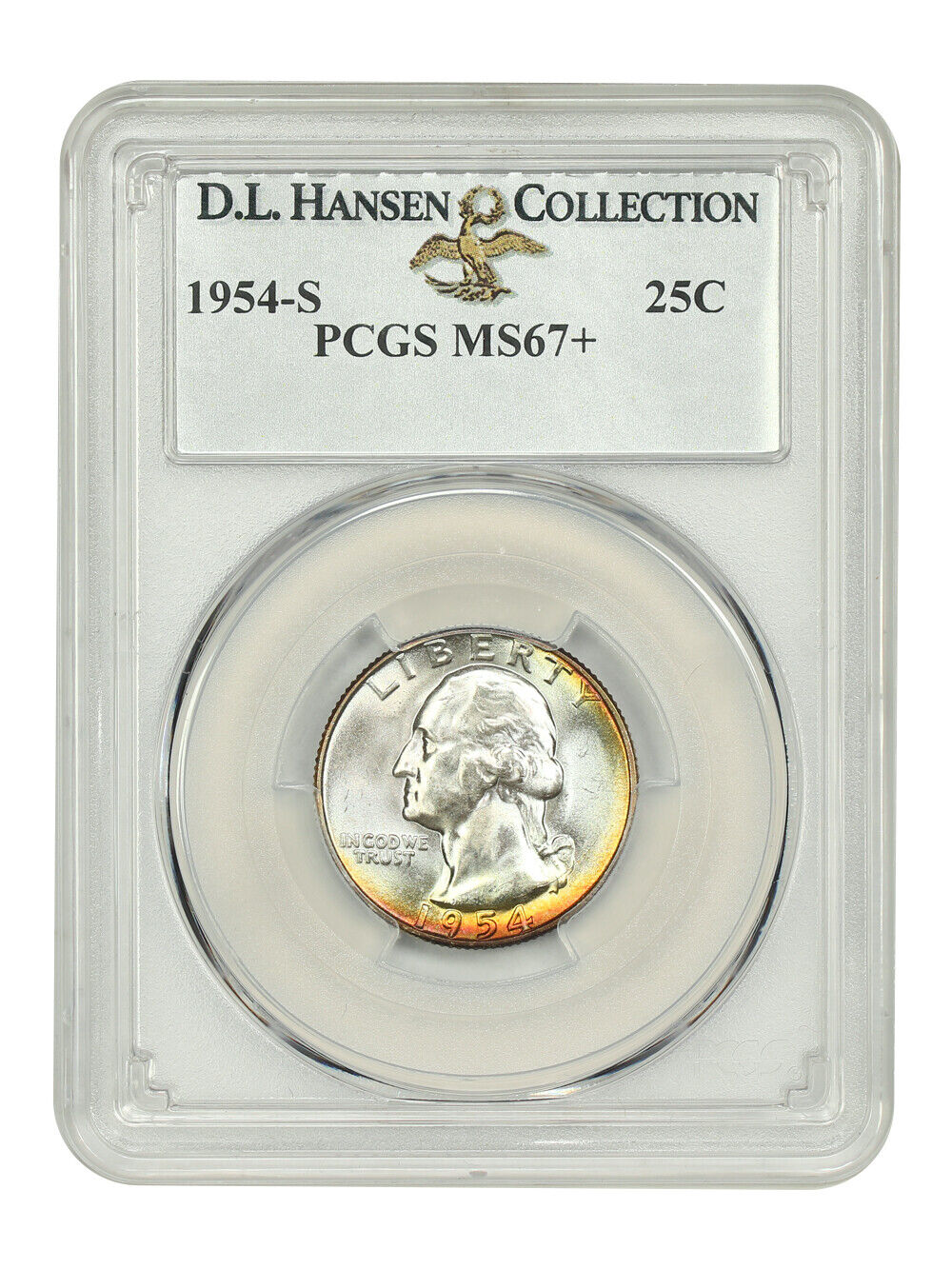 1954-S 25C PCGS MS67+ ex: D.L. Hansen - Washington Quarter