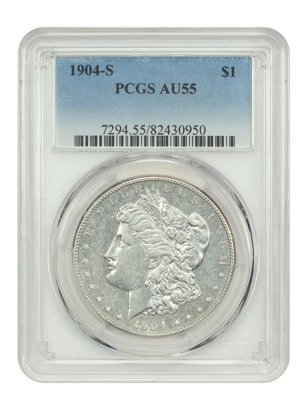 1904-S $1 PCGS AU55 - Morgan Dollar - Key Date S-Mint Morgan Dollar