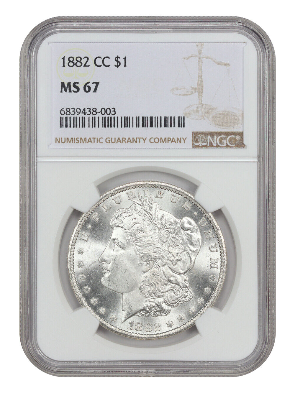 1882-CC $1 NGC MS67 - Morgan Dollar