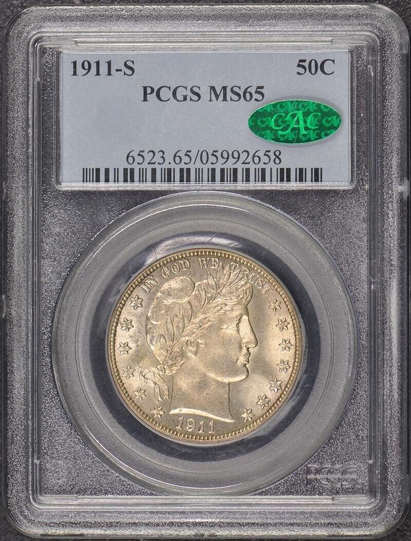 1911-S 50C Barber Half Dollar PCGS MS65 CAC