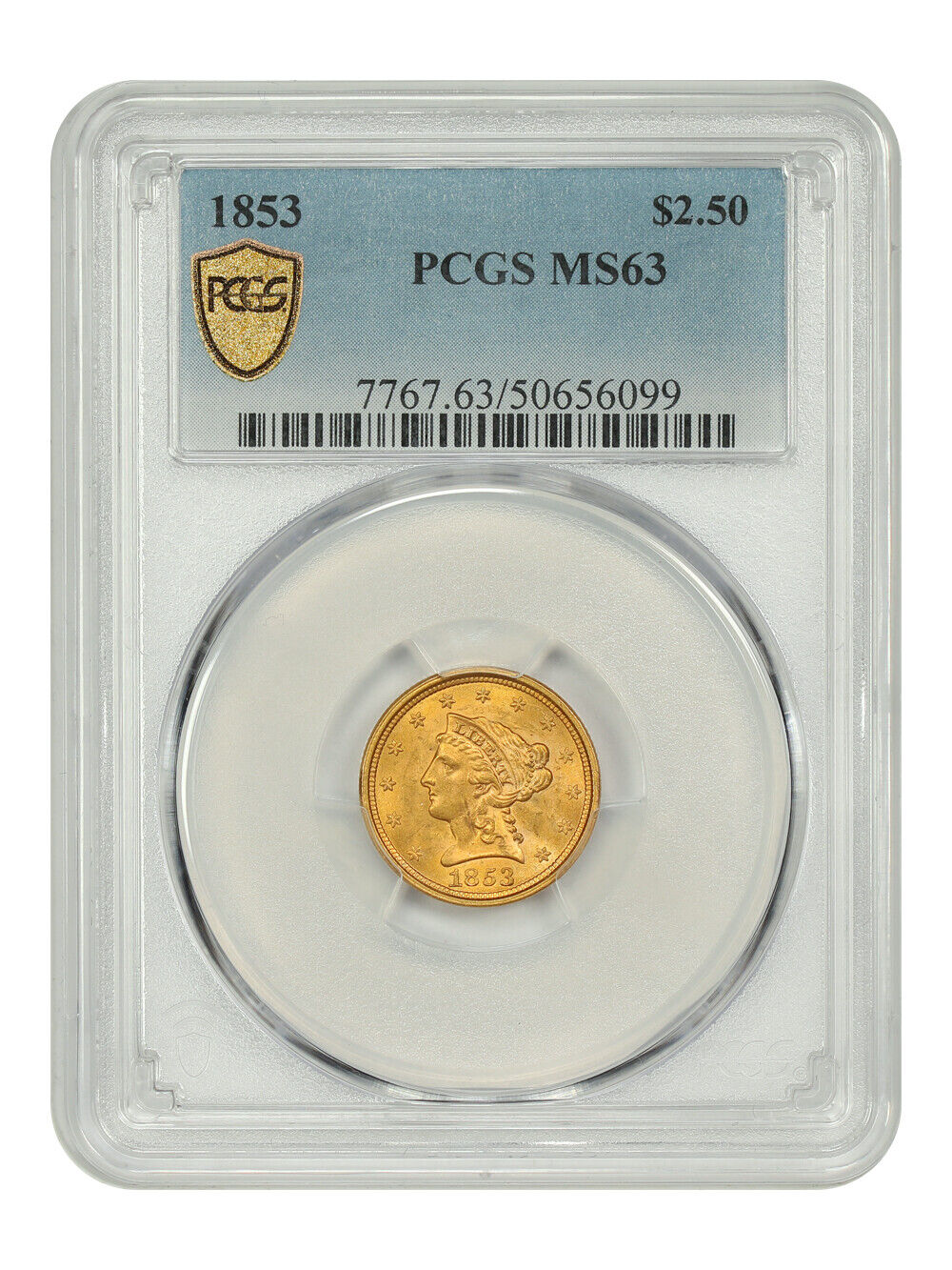 1853 $2.50 PCGS MS63 - Liberty Head $2.5