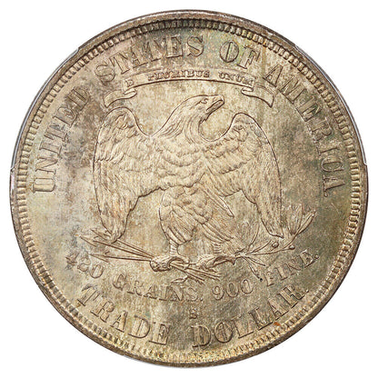 1877-S Trade $1 PCGS/CAC MS65+ ex: D.L. Hansen