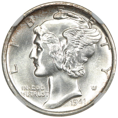 1941-S 10C NGC MS68FB - Mercury Dime