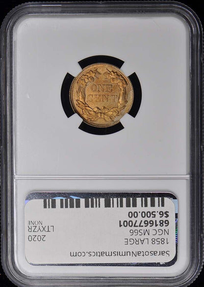 1858 LARGE LETTERS Flying Eagle Cent 1C NGC MS66