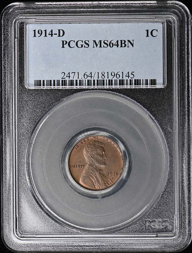 1914-D 1C Lincoln Cent Wheat Reverse PCGS MS64BN