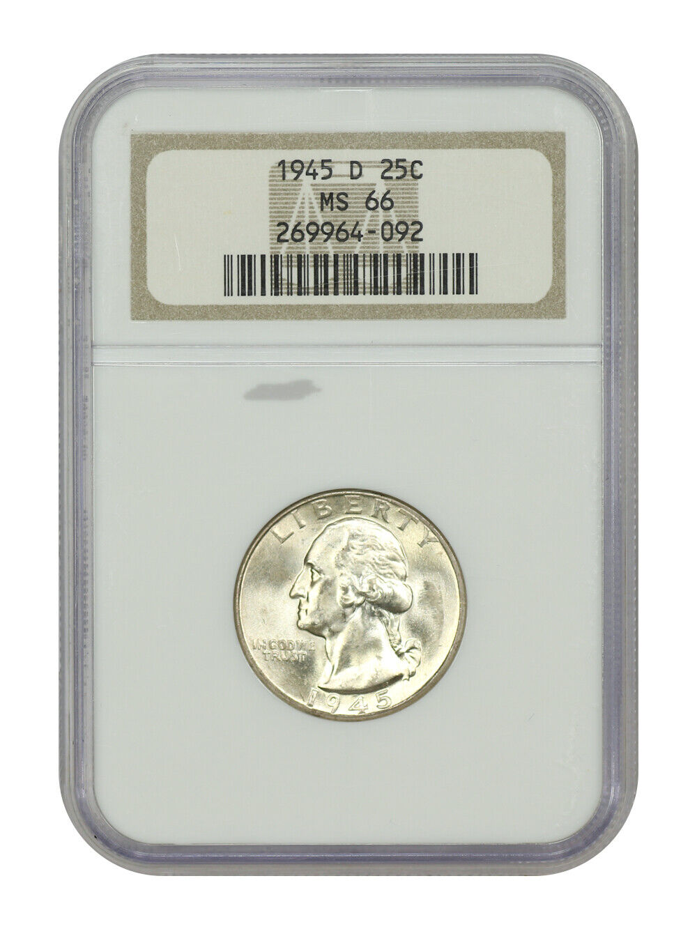 1945-D 25C NGC MS66 - Washington Quarter