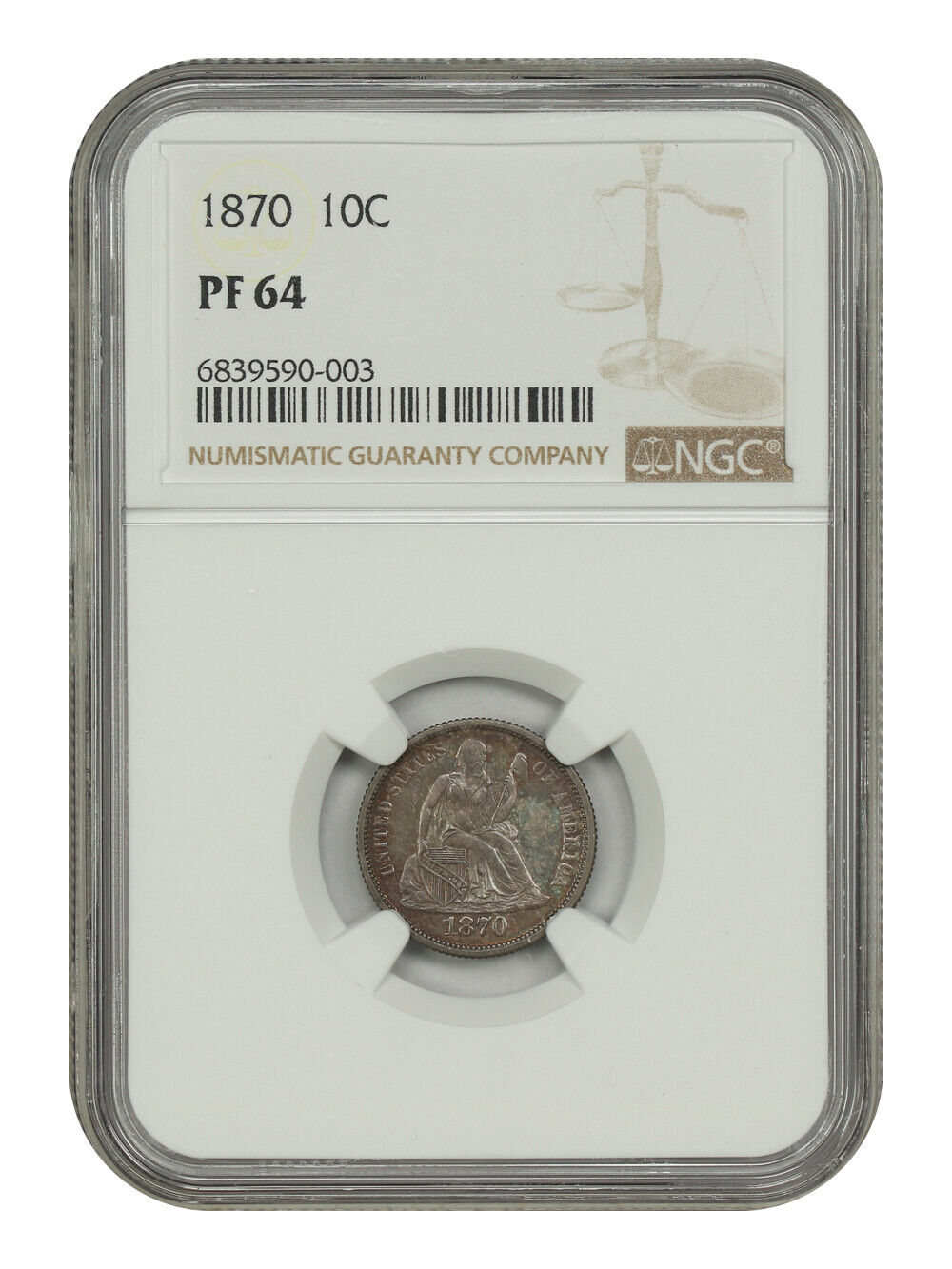 1870 10C NGC PR64 - Liberty Seated Dime