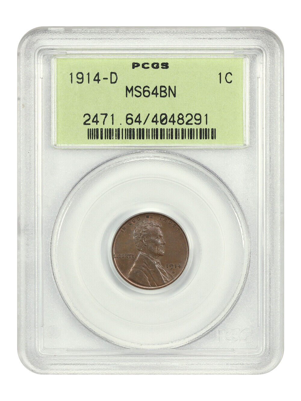 1914-D 1C PCGS MS64BN (OGH) - Lincoln Cent (Wheat Reverse) - Key Date