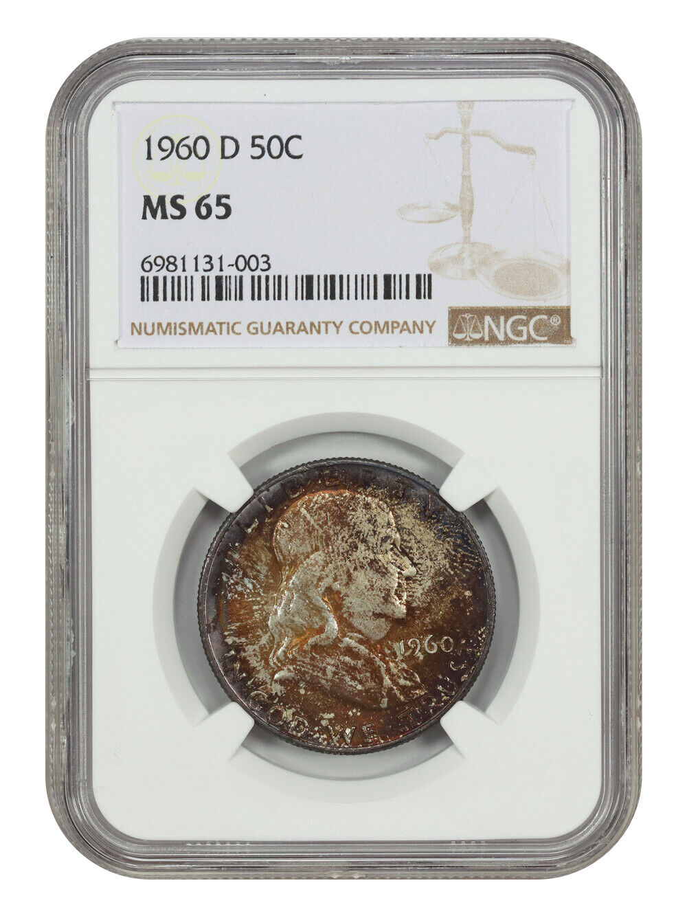 1960-D 50C NGC MS65 - Franklin Half Dollar