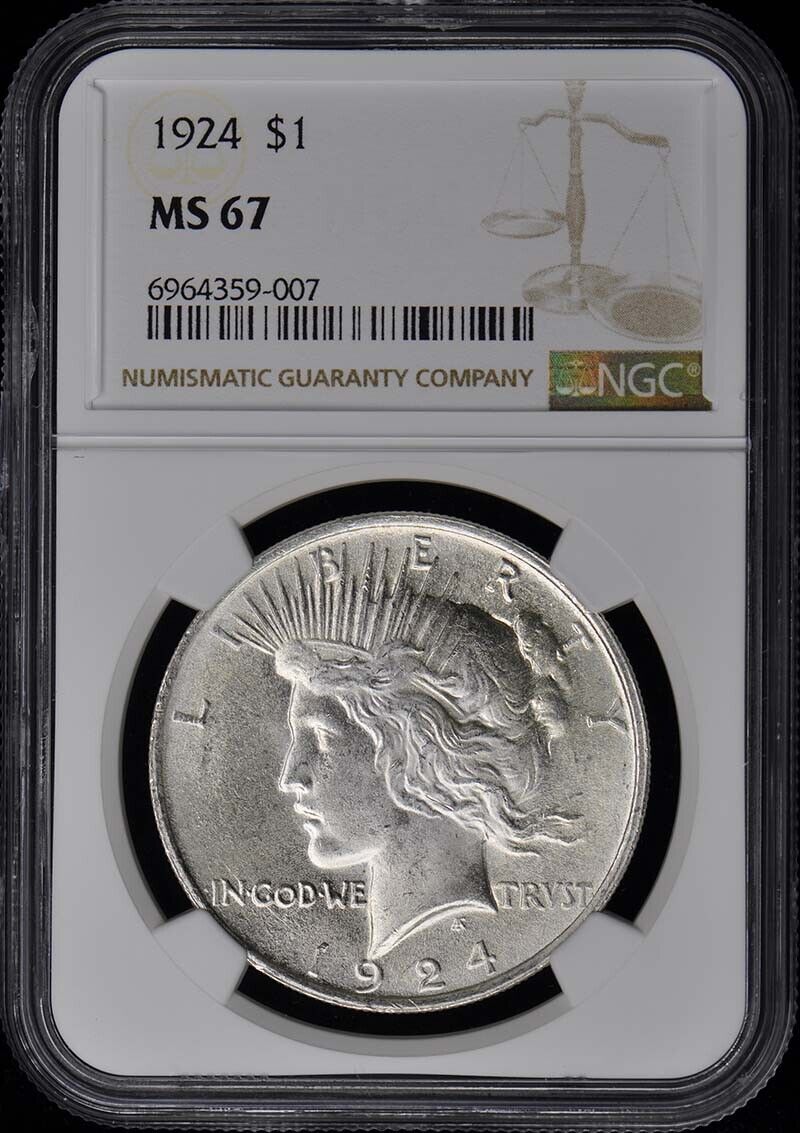 1924 Peace Dollar S$1 NGC MS67