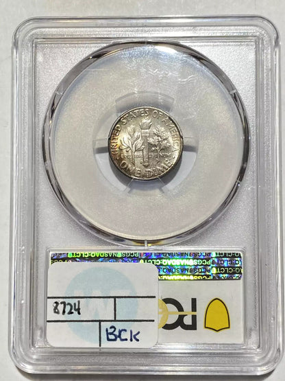 1963 D Dimes Roosevelt PCGS MS-66 Rainbow Toning