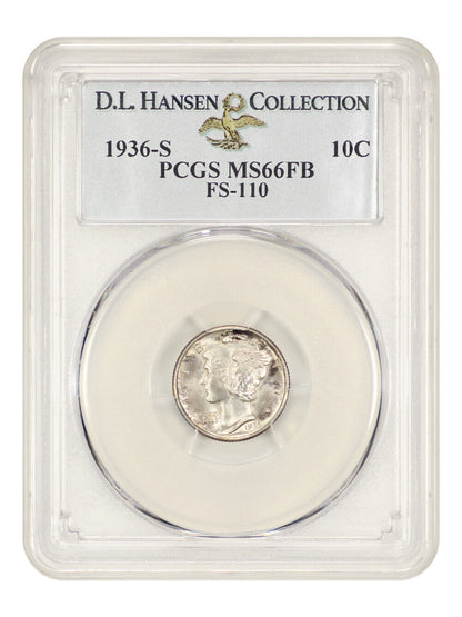 1936-S 10c PCGS MS66 FB (FS-110) ex: D.L. Hansen