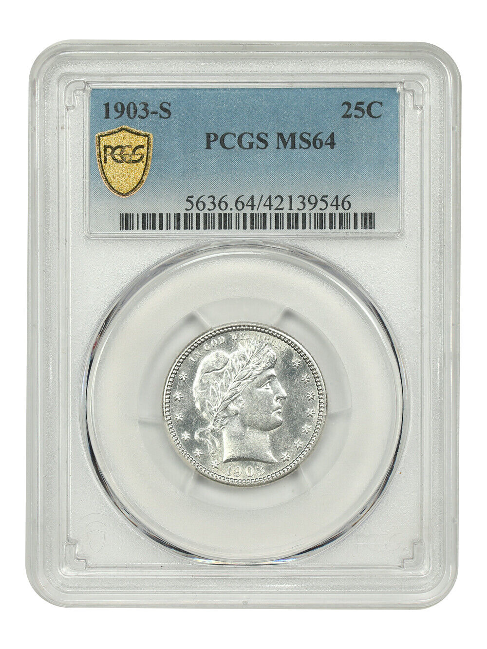 1903-S 25C PCGS MS64 - Barber Quarter