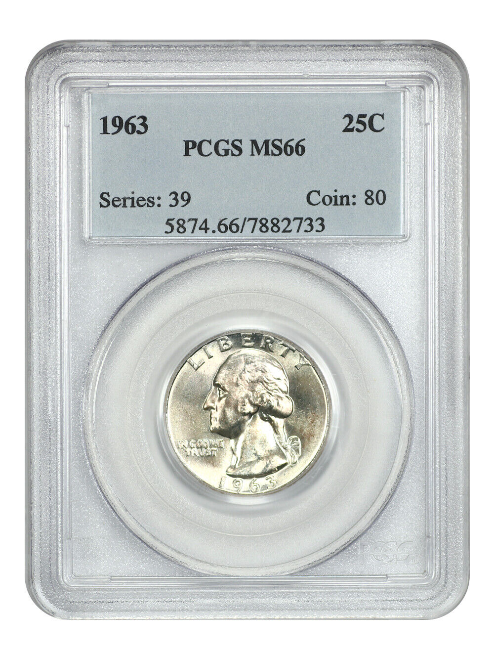 1963 25C PCGS MS66 - Washington Quarter