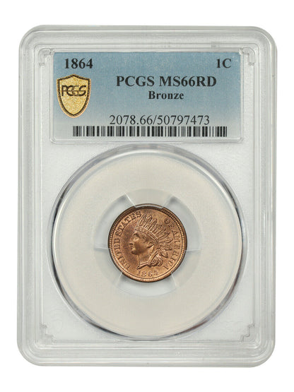 1864 1C PCGS MS66RD (Bronze) - Indian Cent - Important Transitional Issue