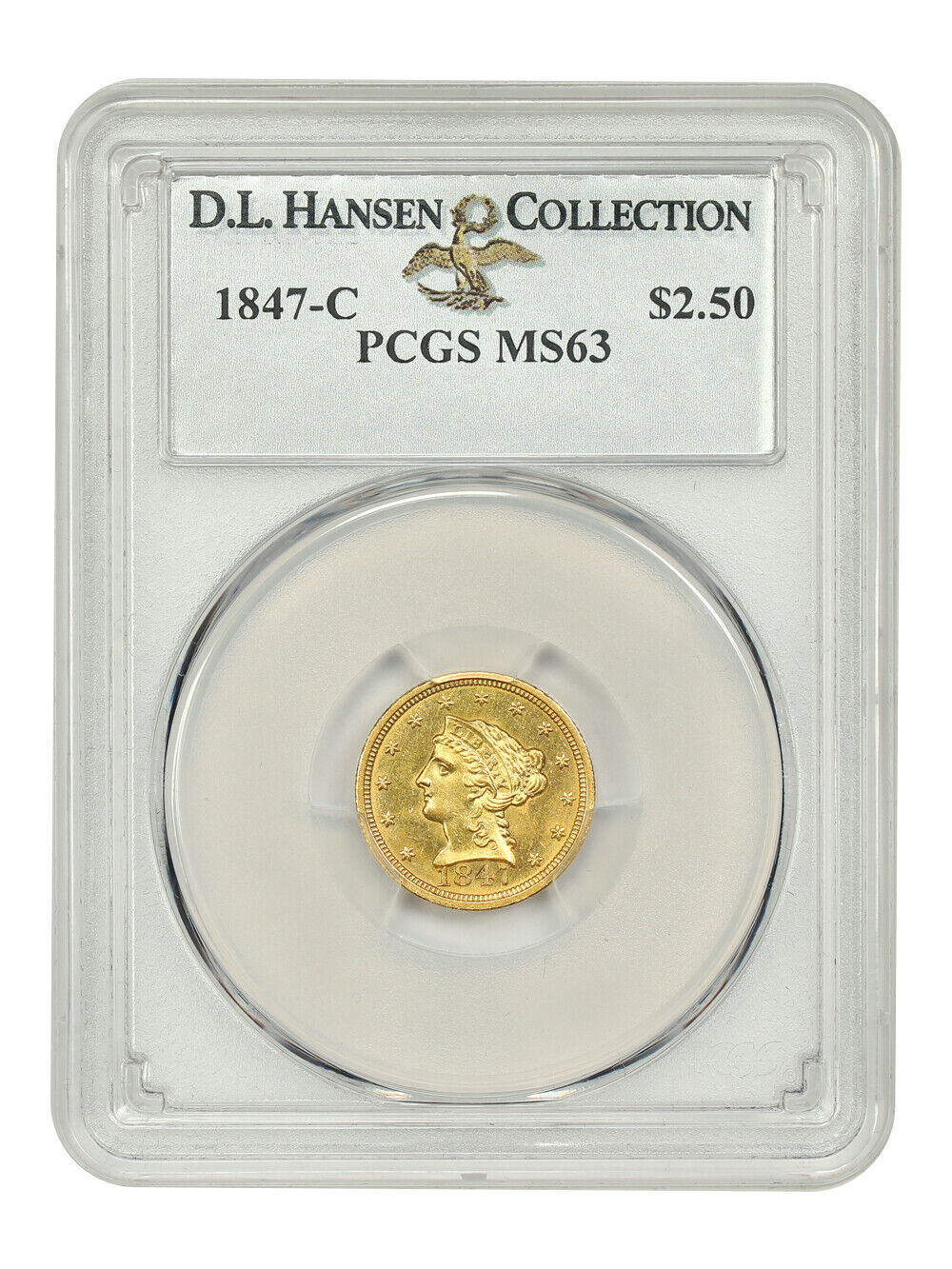 1847-C $2.50 PCGS MS63 ex: D.L. Hansen - Liberty Head $2.5