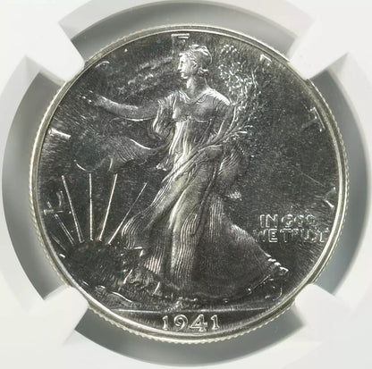 1941 PROOF WALKING LIBERTY HALF DOLLAR 50C NGC CERTIFIED PF 65 NO 'AW' (002)