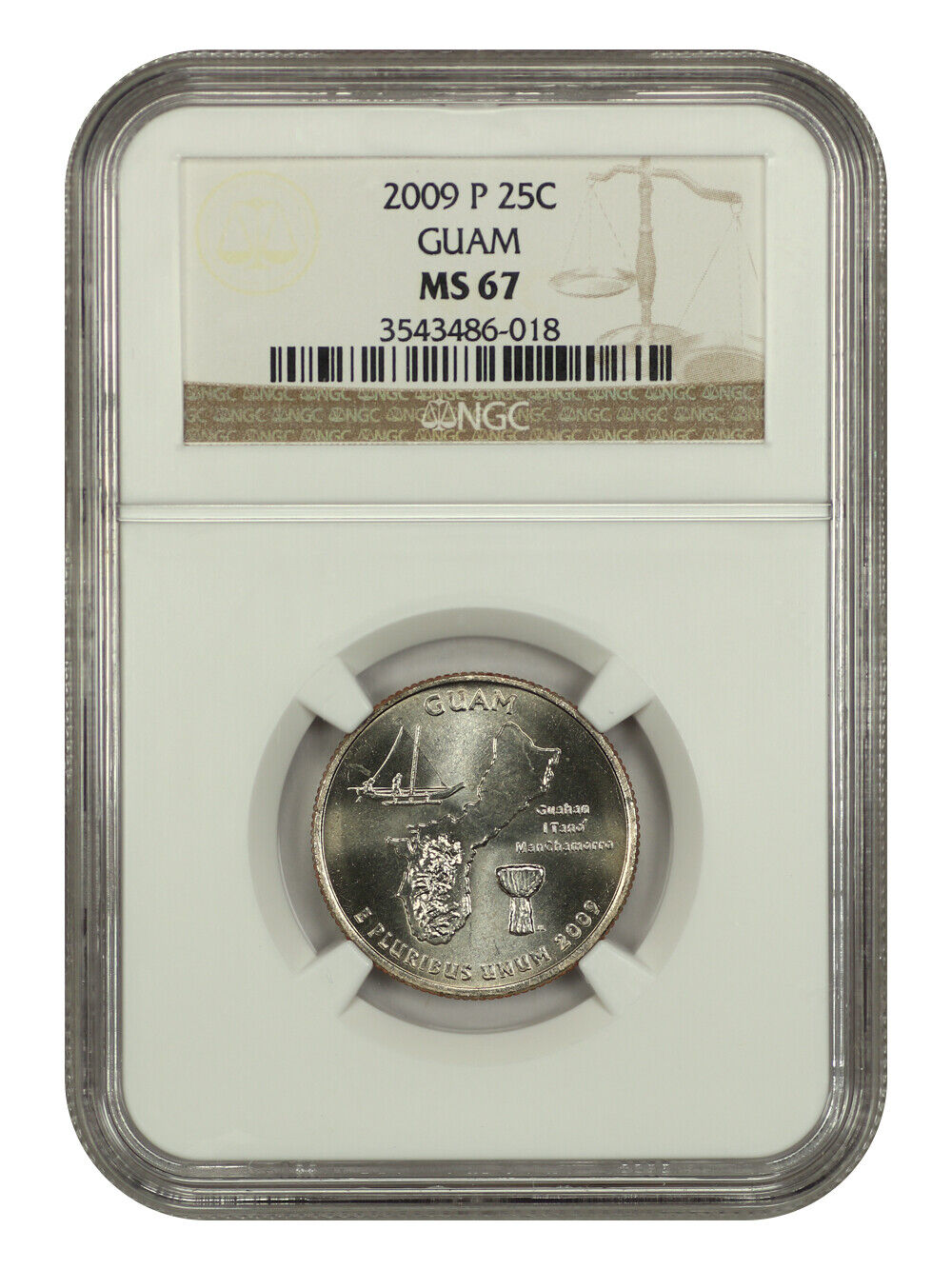 2009-P 25C Guam NGC MS67 - Type 1, Clad