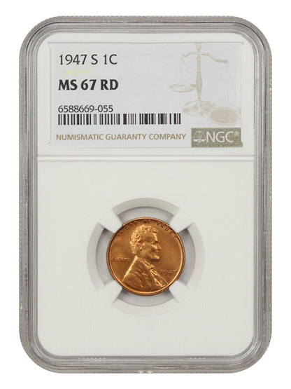 1947-S 1c NGC MS67 RD