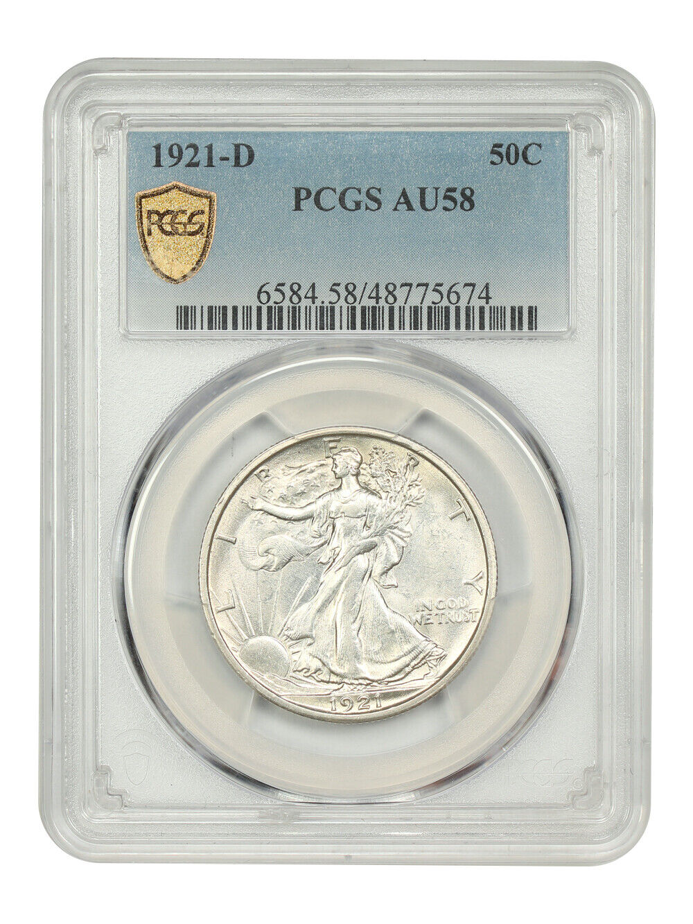 1921-D 50C PCGS AU58 - Walking Liberty Half Dollar - Key Date